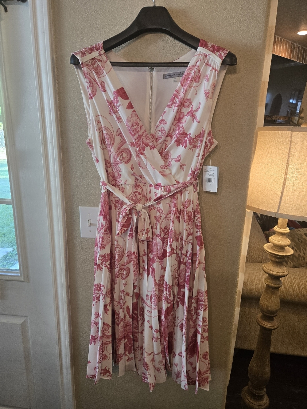 Danny & Nicole White and Pink Floral Midi Dress